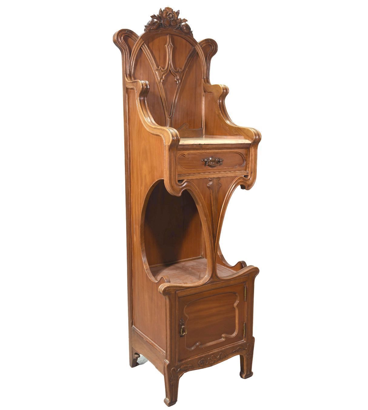Spectacular 1900 Walnut Bedside Table From The Art Nouveau Period photo for sale