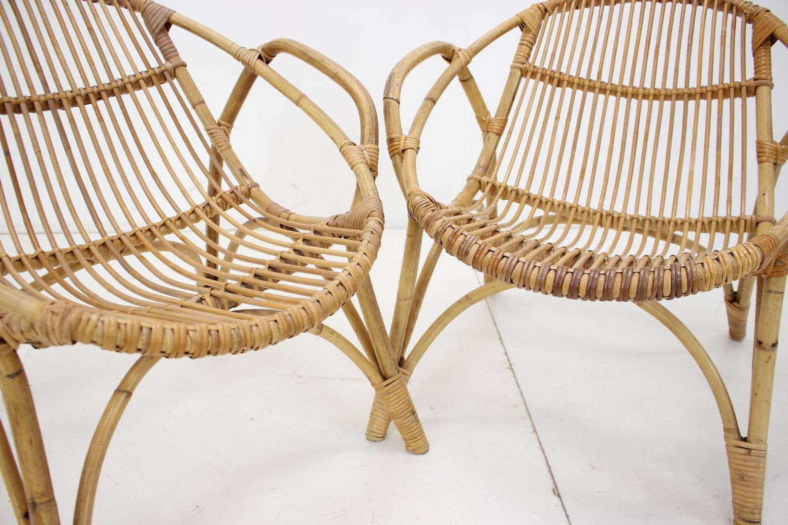 photo buy 1960s Pair Of Alan Fuchs Rattan Lounge Chairs, Czechoslovakia