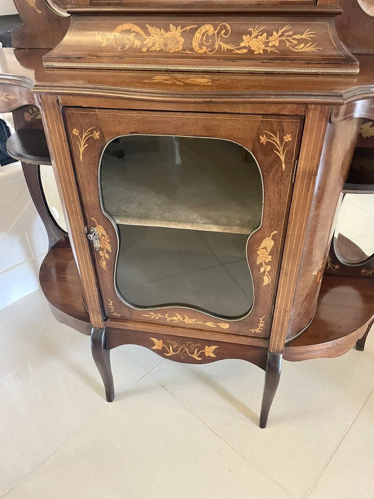 photo buy Antique Quality Marquetry Inlaid Mahogany Display Cabinet