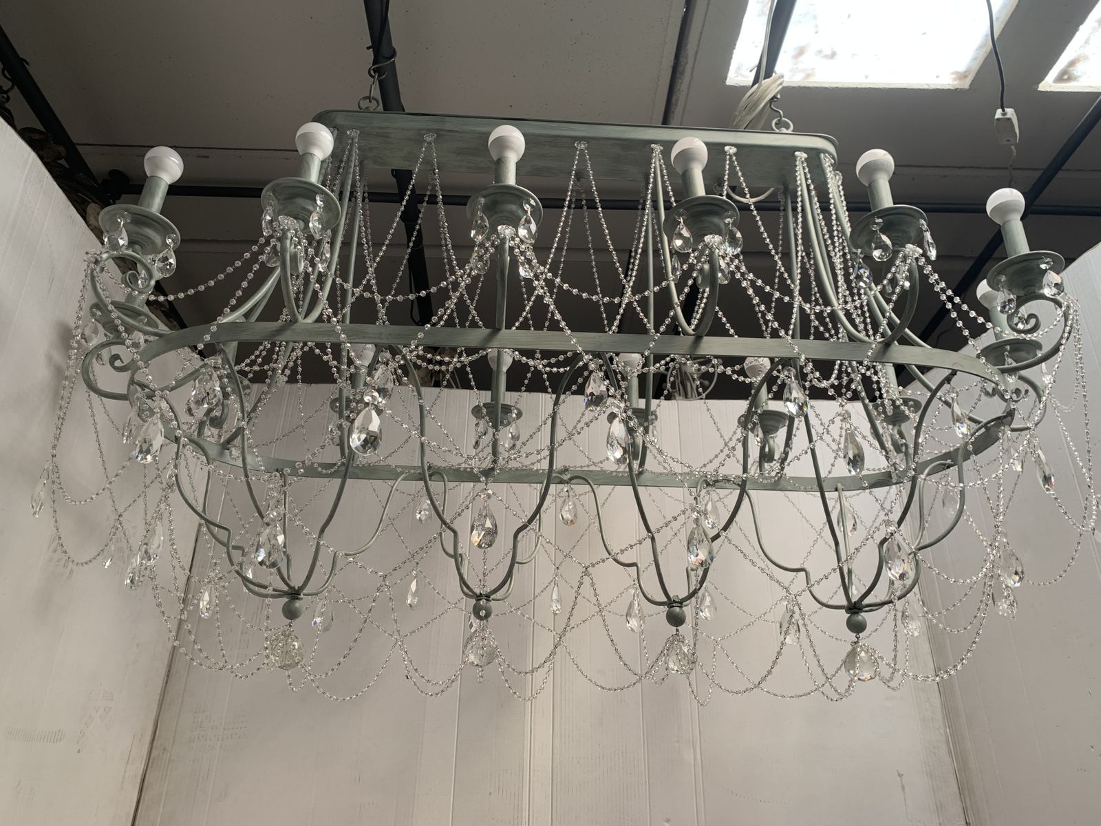 photo for sale Chandelier In Black Metal, 14 Lights, Wrought Iron Florentine Art Made In Italy