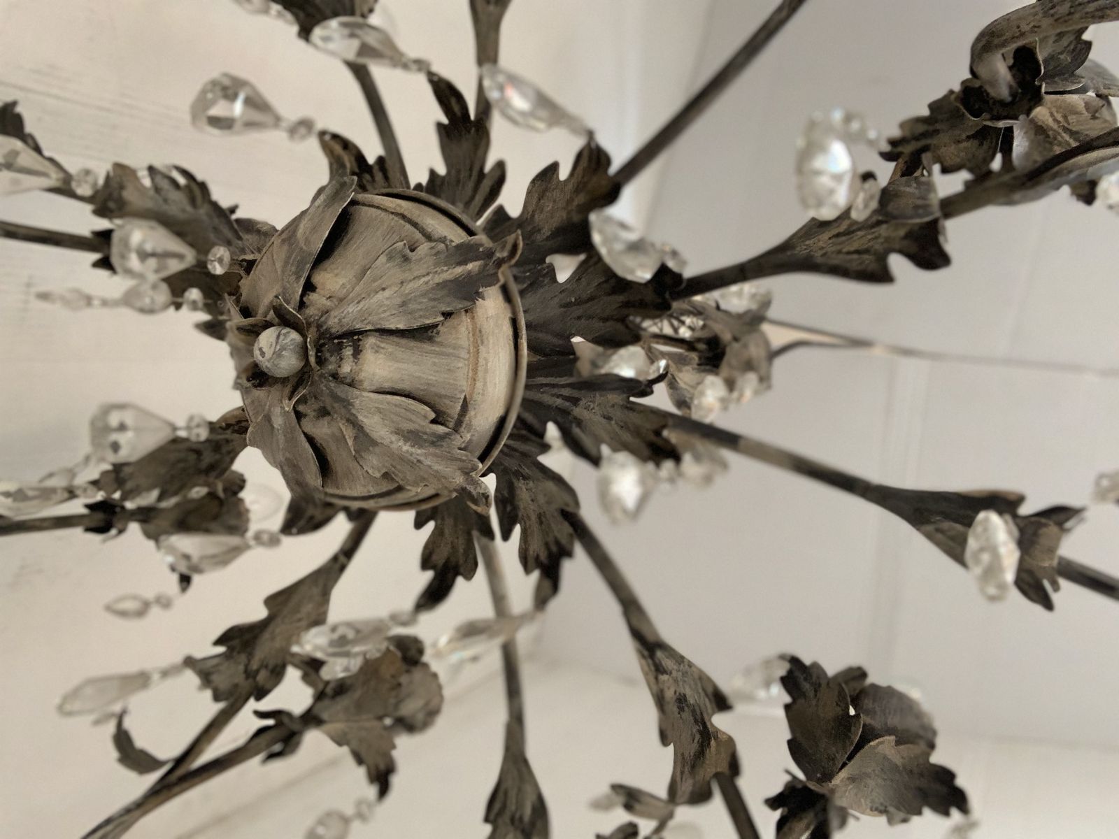 photo for sale Chandelier In Brown And Gold  Handmade Brushled Metal, 10 Lights, Wrought Iron Florentine Art Made In Italy