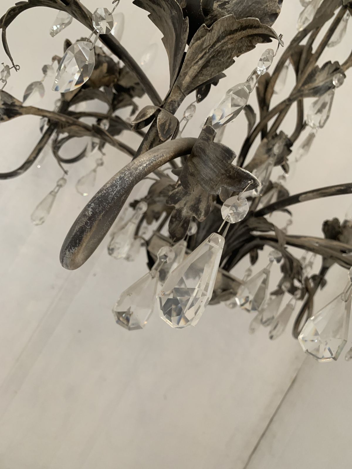 Lighting Chandelier In Brown And Gold  Handmade Brushled Metal, 10 Lights, Wrought Iron Florentine Art Made In Italy photo