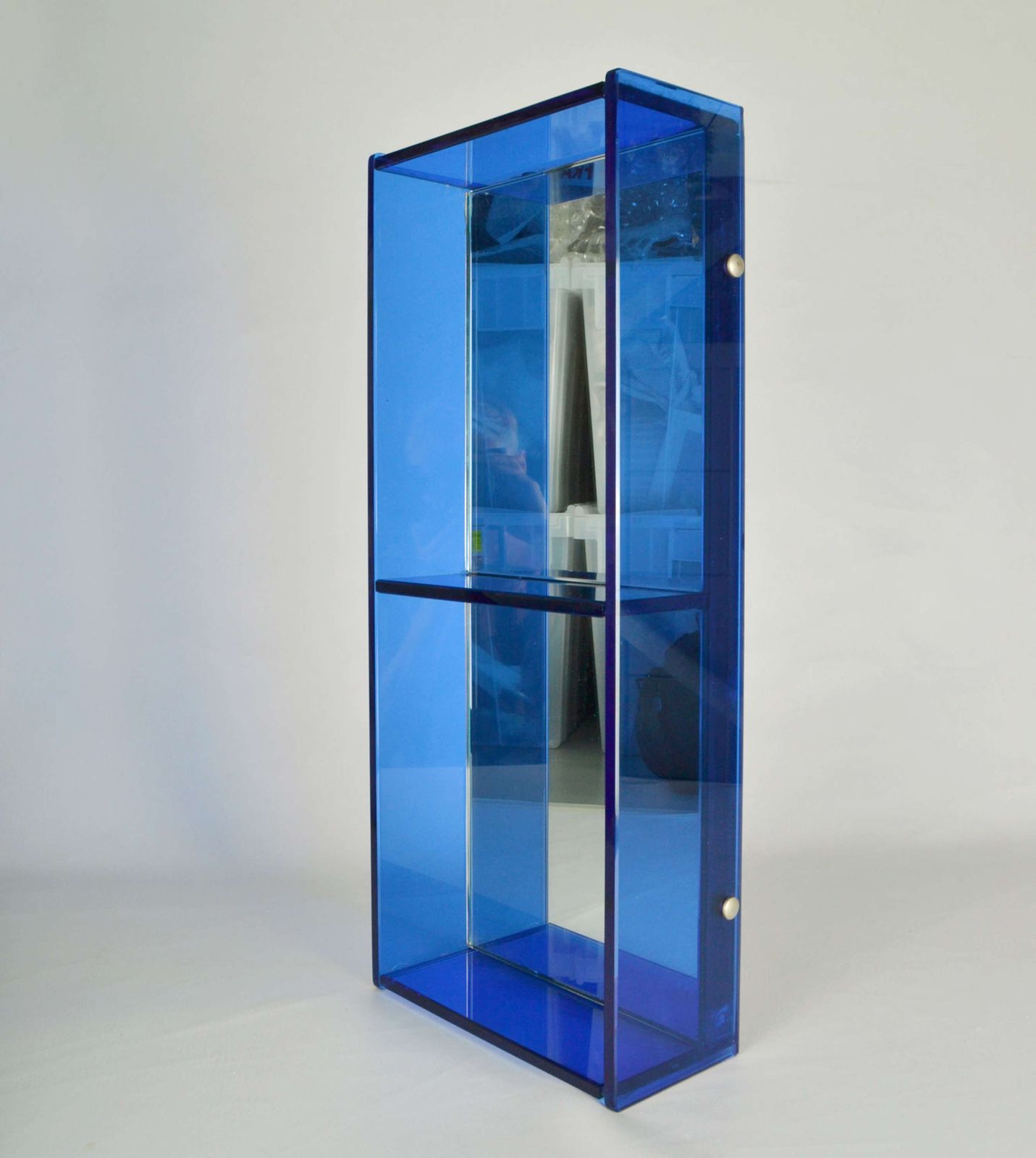 Blue Glass Wall Mirror Attributed To Crystal Arte photo furniture