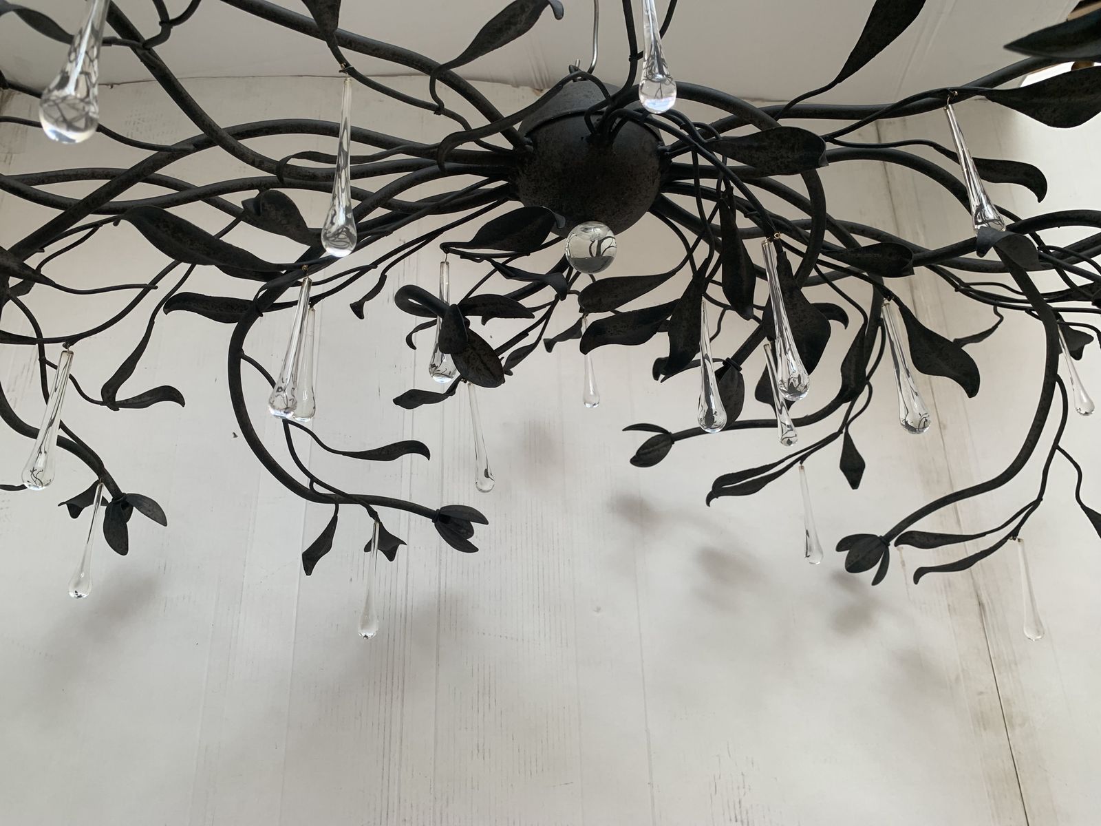 Chandelier In Black Metal Big And Impressive  Wrought Iron Florentine Art Made In Italy photo vinterior