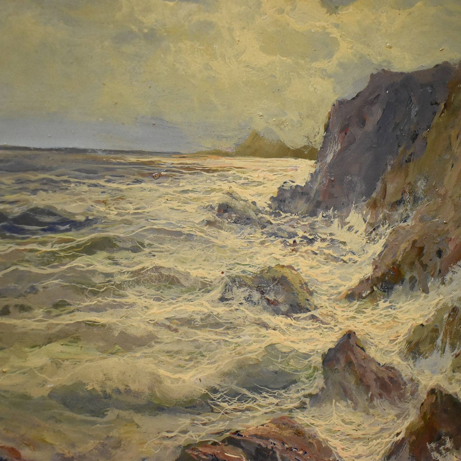20th Century Italian Seascape / Landscape   Oil Painting photo vinterior