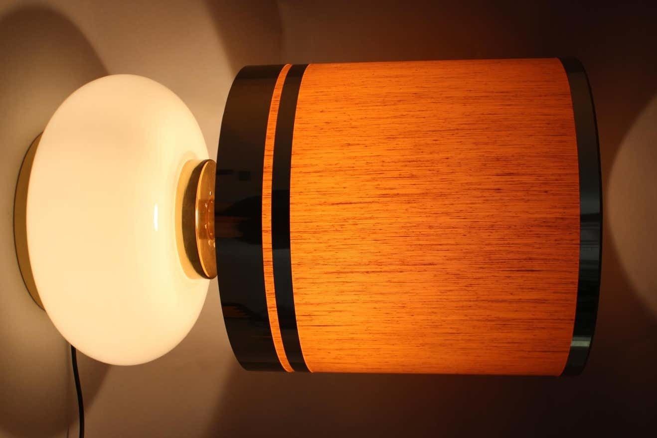 Lighting 1970s Beautiful Large Glass And Brass Table Lamp, Italy photo