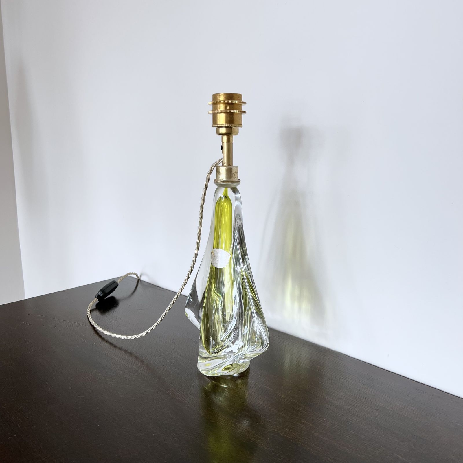 Val St. Lambert Belgian Yellow Crystal Table Lamp photo Lighting