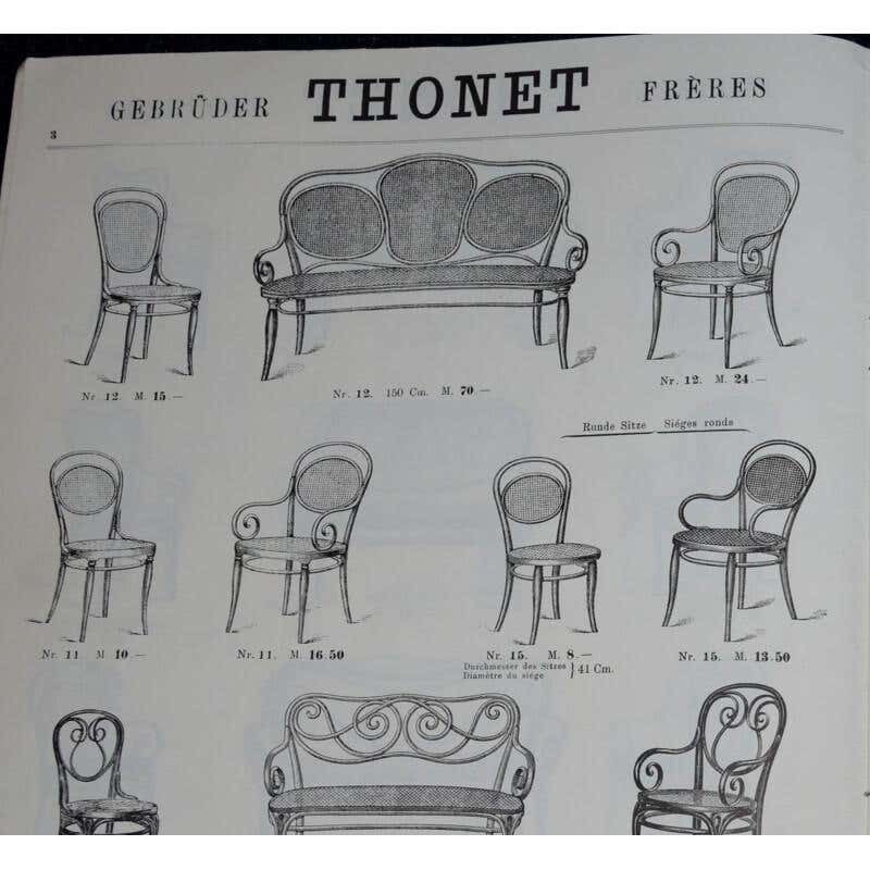photo for sale Set Of 8 Thonet Armchairs Model Nr. 15, Black Wood And Cane, 1900s