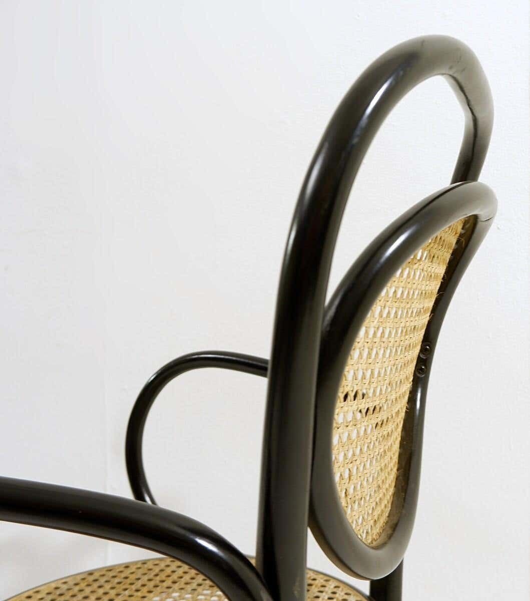 photo vinterior Set Of 8 Thonet Armchairs Model Nr. 15, Black Wood And Cane, 1900s