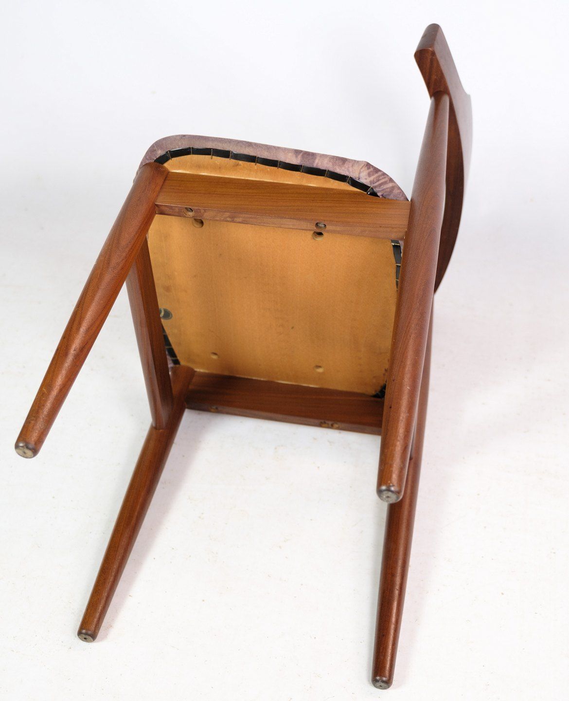 Four Dining Room Chairs In Teak And Grey Fabric By Hans Olsen From 1960s photo vintage