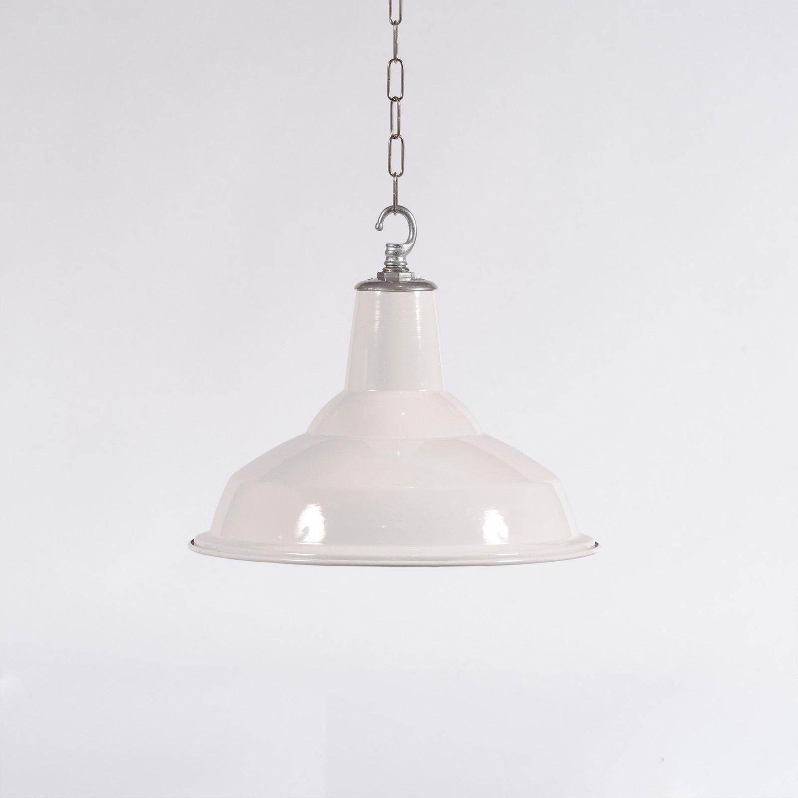 Reclaimed White Enamel Industrial Pendants By Benjamin Electric