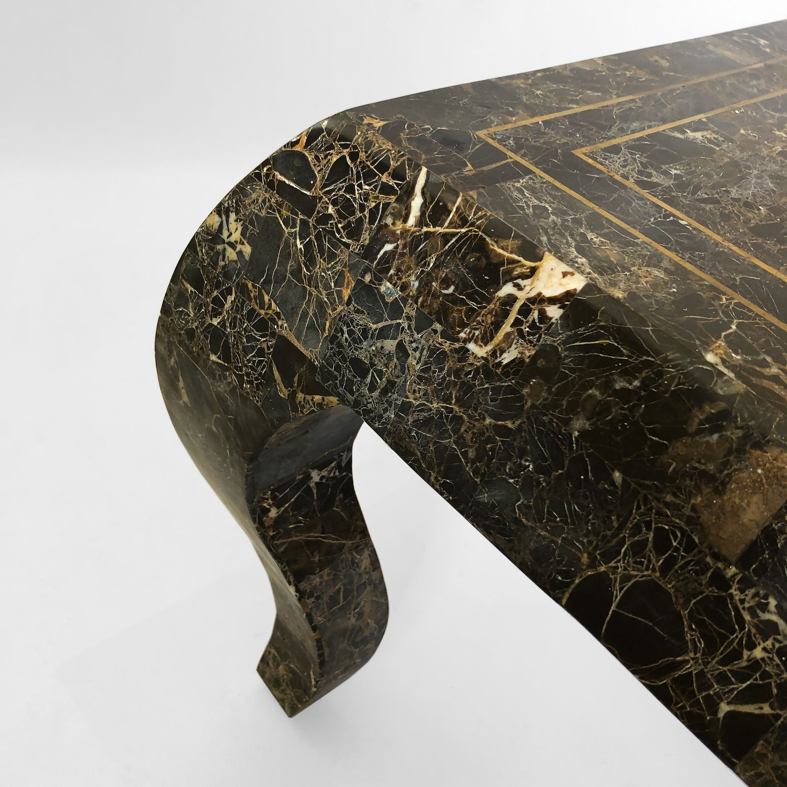 Maitland Smith Tessellated Marble Coffee Table 1980s Vintage USA Rare Emperador 1970s photo vintage