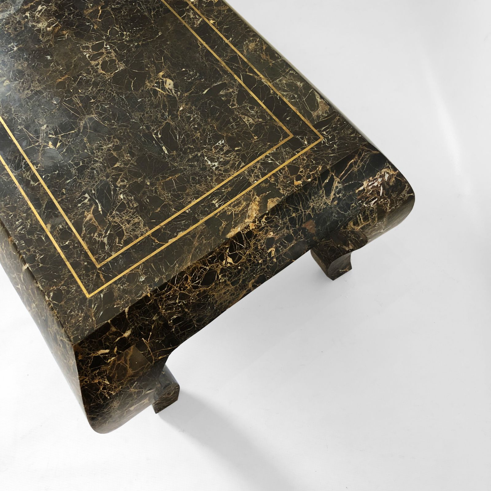 photo vinterior Maitland Smith Tessellated Marble Coffee Table 1980s Vintage USA Rare Emperador 1970s