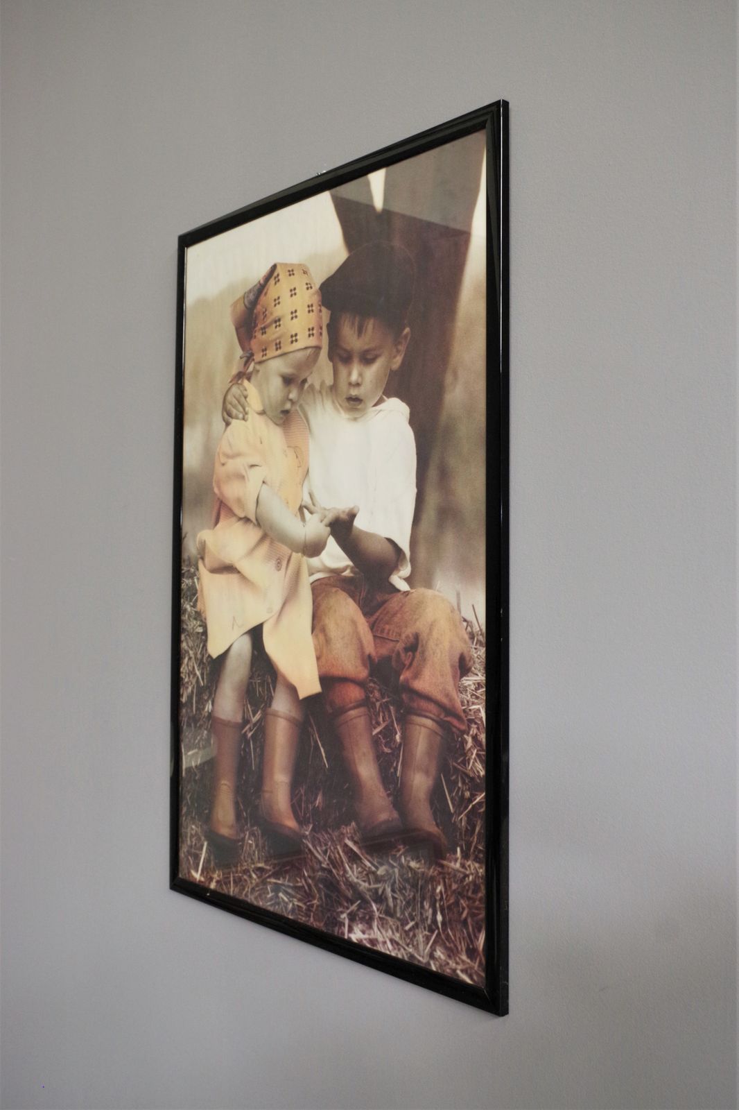 Print With Boy And Girl With Scarves Holding Hands, 2000 photo for sale