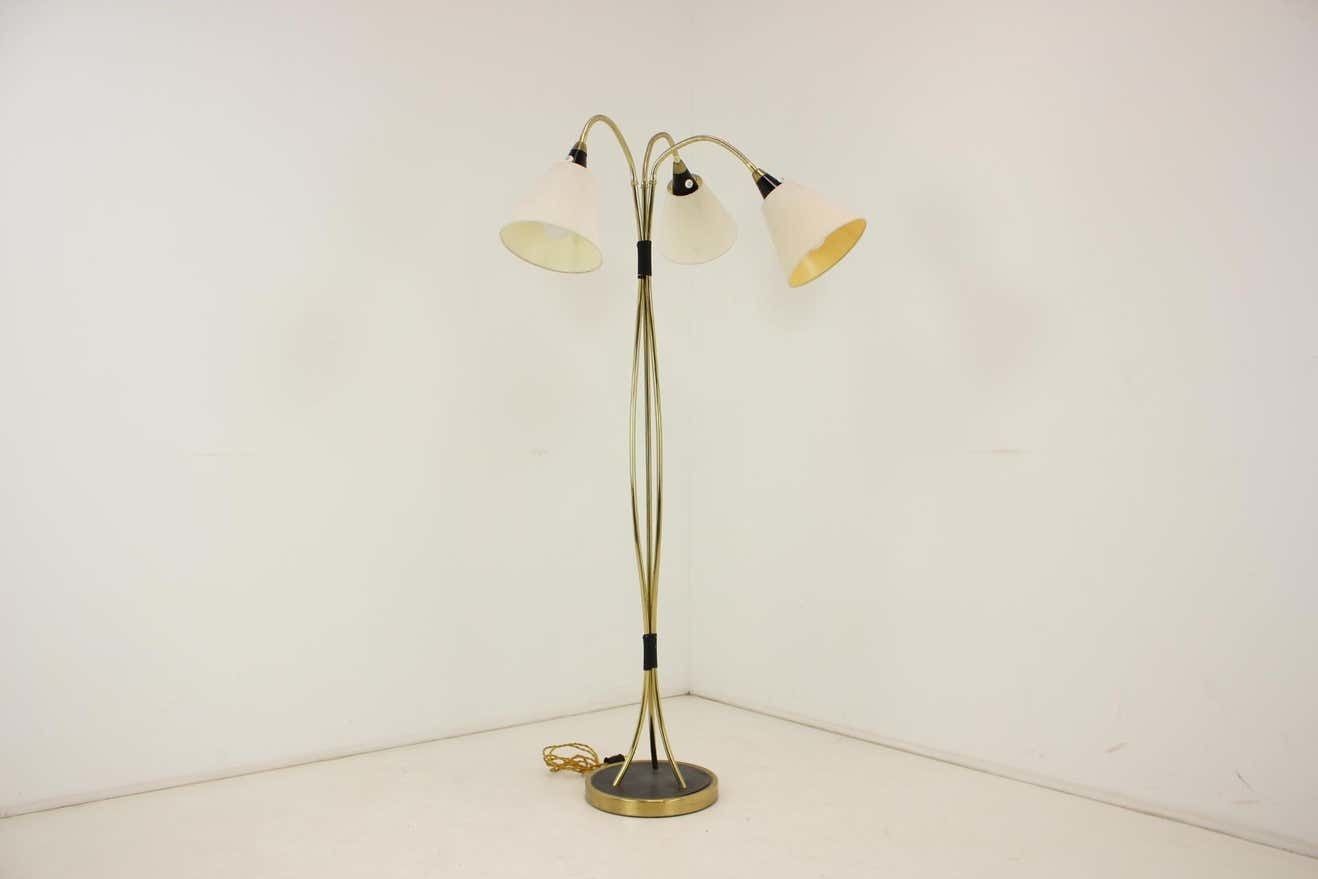 photo for sale 1950s Brass Floor Lamp, Czechoslovakia