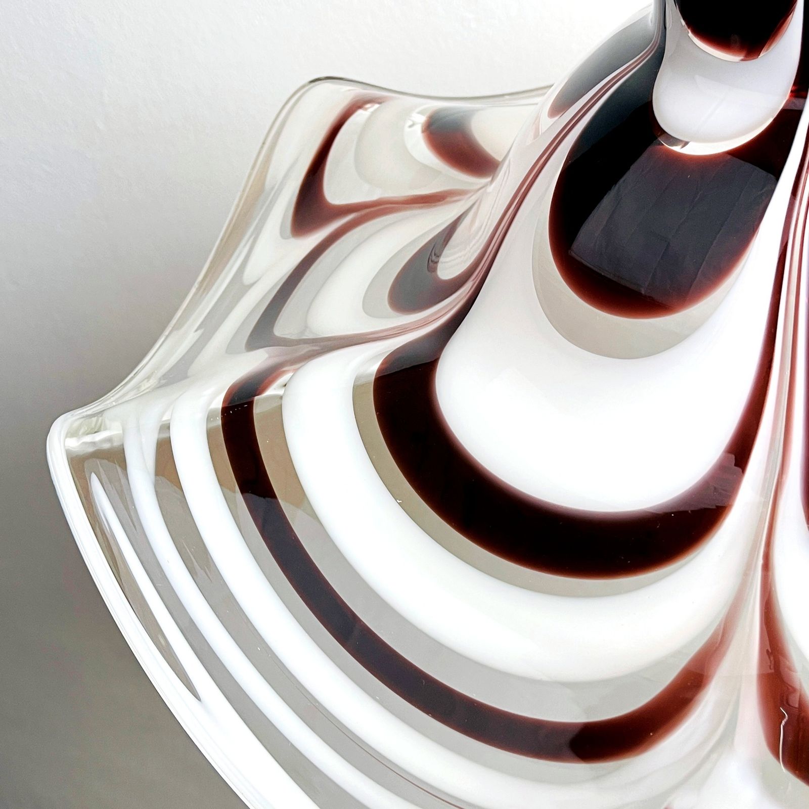 Original Murano Glass Brown Pendant Lamp Flower By Av Mazzega Italy 1970s photo vinterior