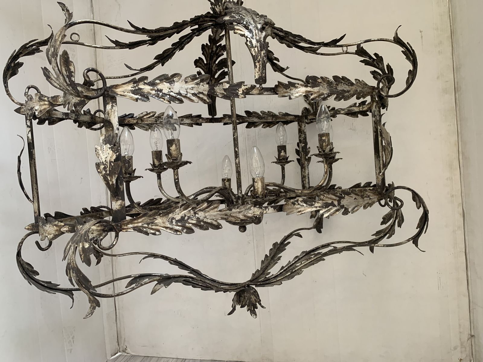 Lighting Chandelier In Silver + Argilla Metal Big And Impressive  Wrought Iron Florentine Art Made In Italy photo