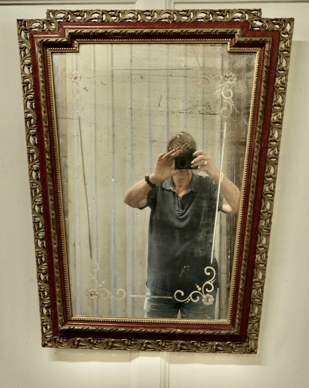 Large V Shaped Venetian Wall Mirror In The Oriental Art Deco Style