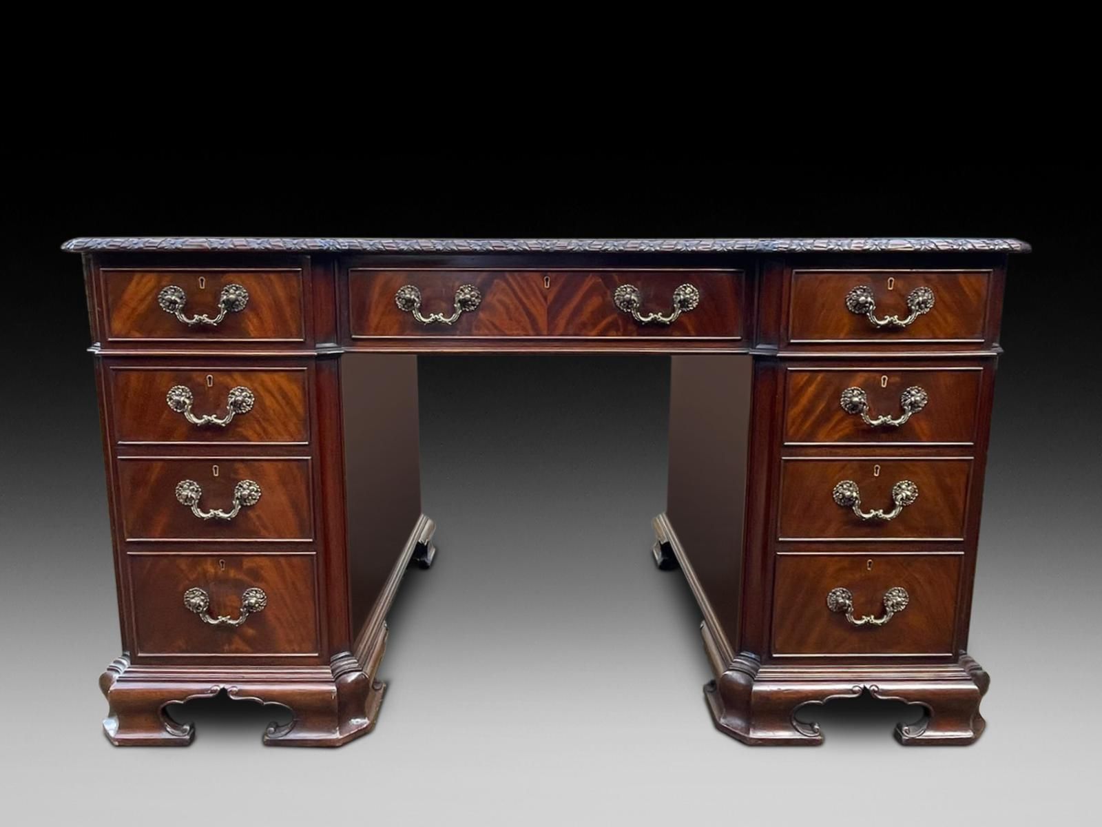 Mahogany Pedestal Desk C.1920, 1920s photo for sale