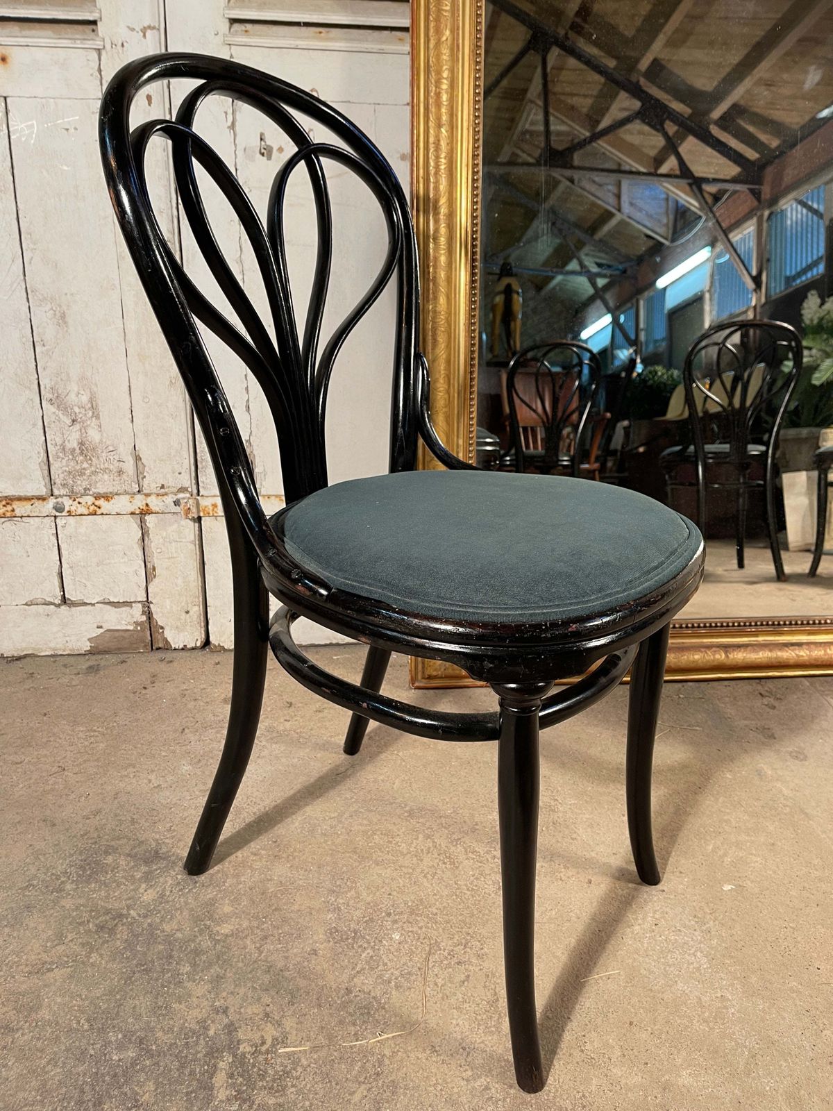A Rare Set Of Four Original Design Ebonised Antique Thonet Bentwood “Chair 25” Angel Back Dining Chairs Circa 1865 photo furniture