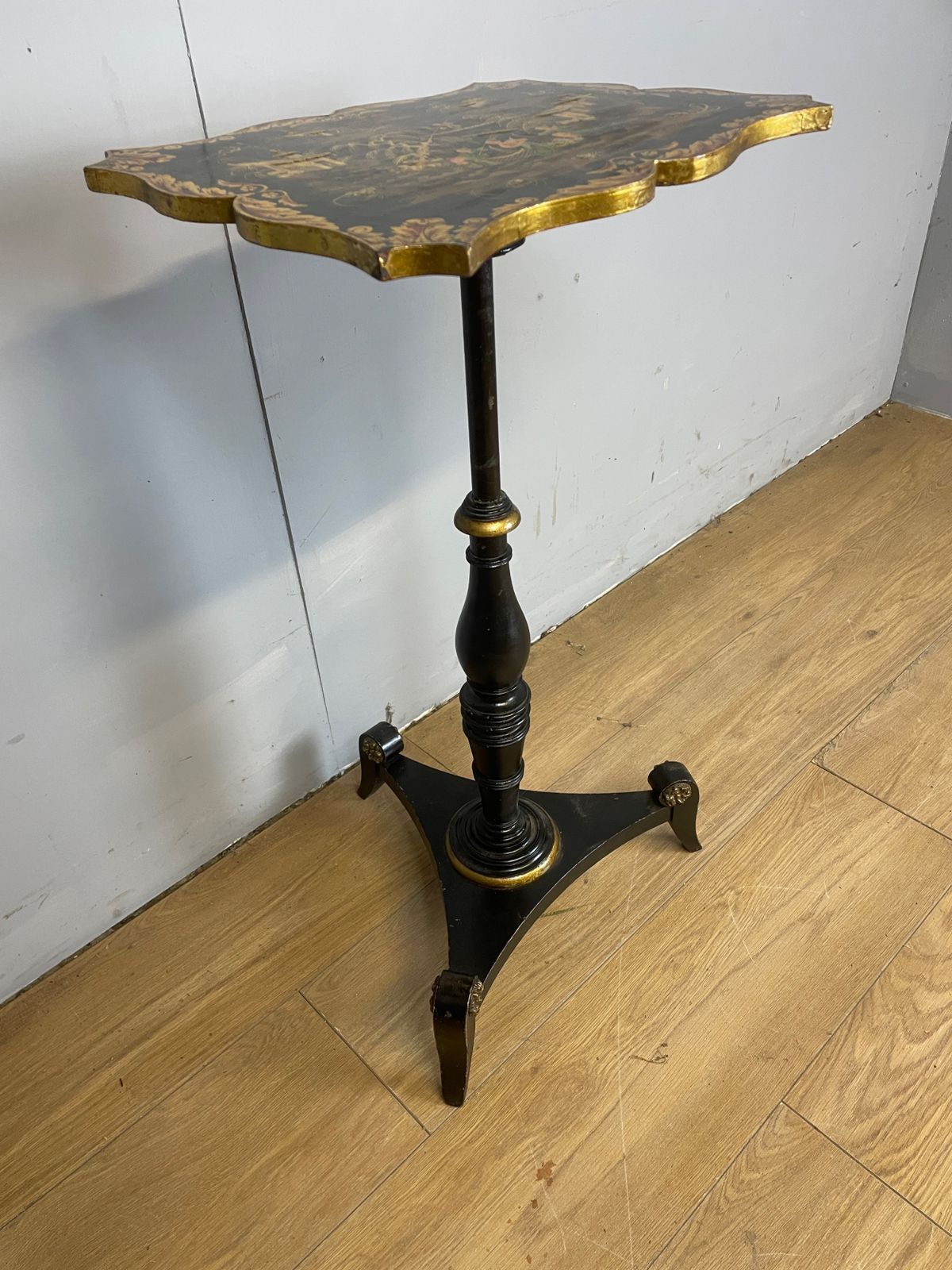 Furniture C19th Chinoiserie Wine Table With Ebonised Tripartite Base photo