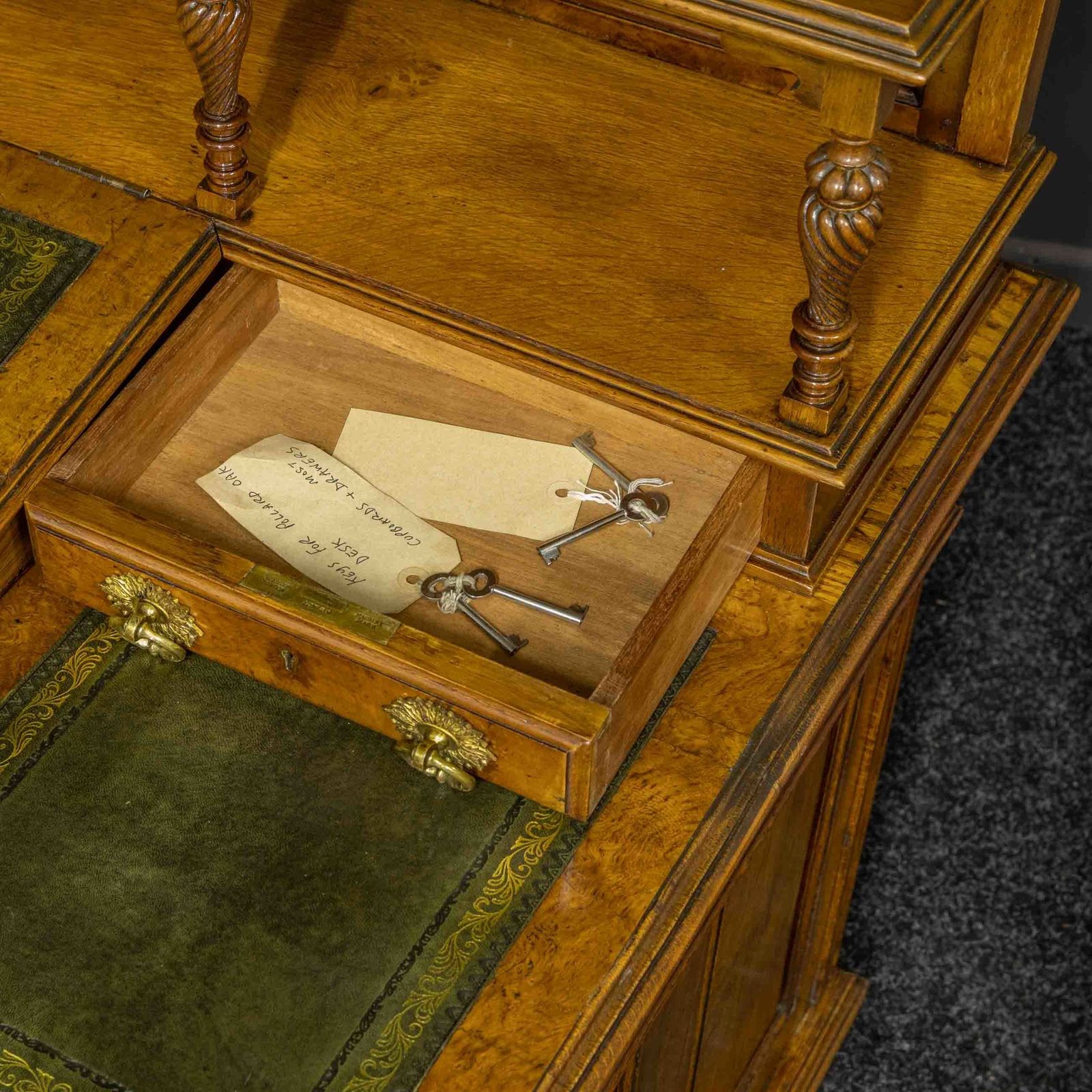 photo for sale Late Victorian Pollard Oak Desk By Thomas Turner