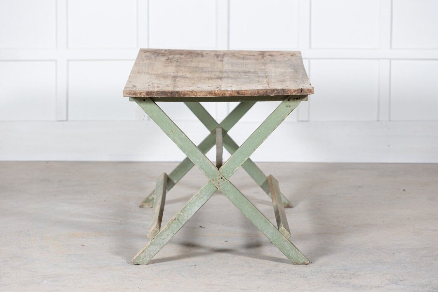 19thc French Painted Green Fruitwood Tavern Table photo vinterior