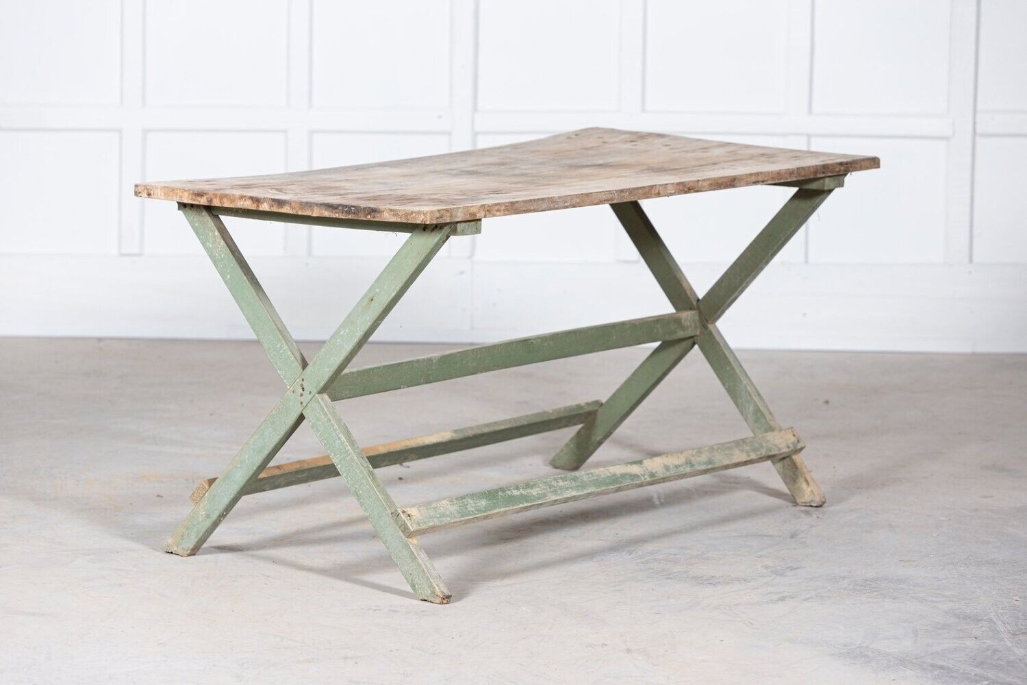 19thc French Painted Green Fruitwood Tavern Table photo buy
