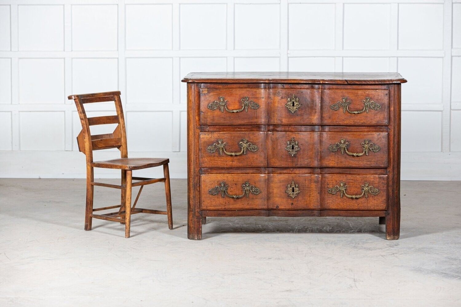 18thc French Walnut Bombe Chest Commode photo for sale