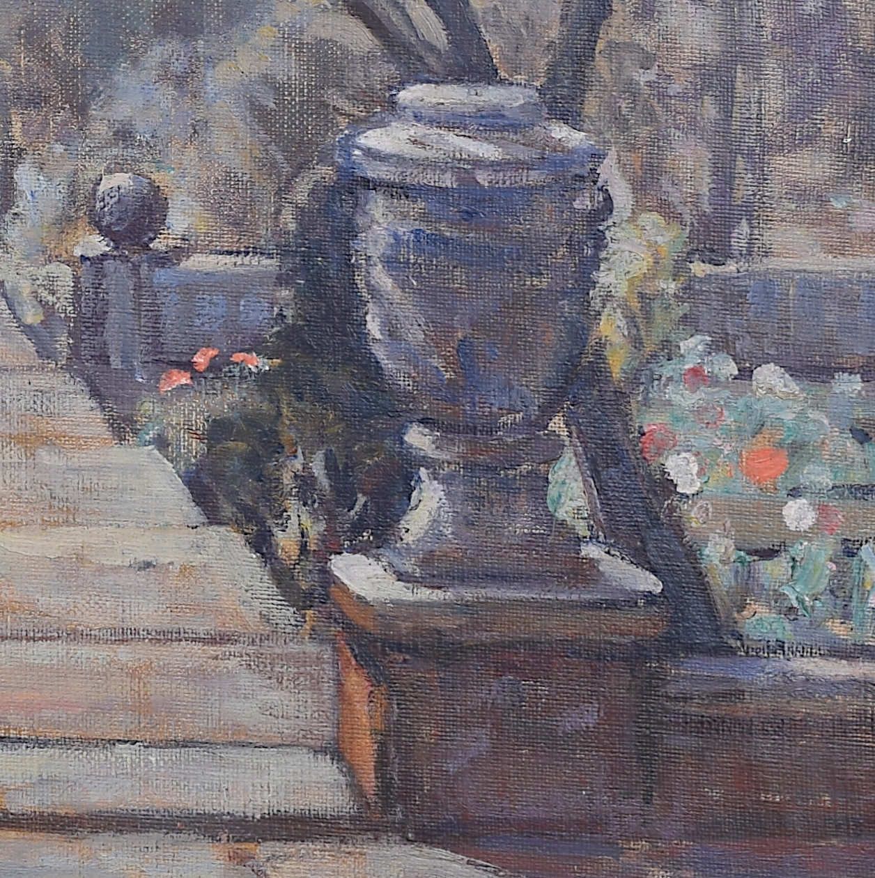 Ethel Louise Rawlins: A Garden Below The South Downs Oil Painting photo for sale