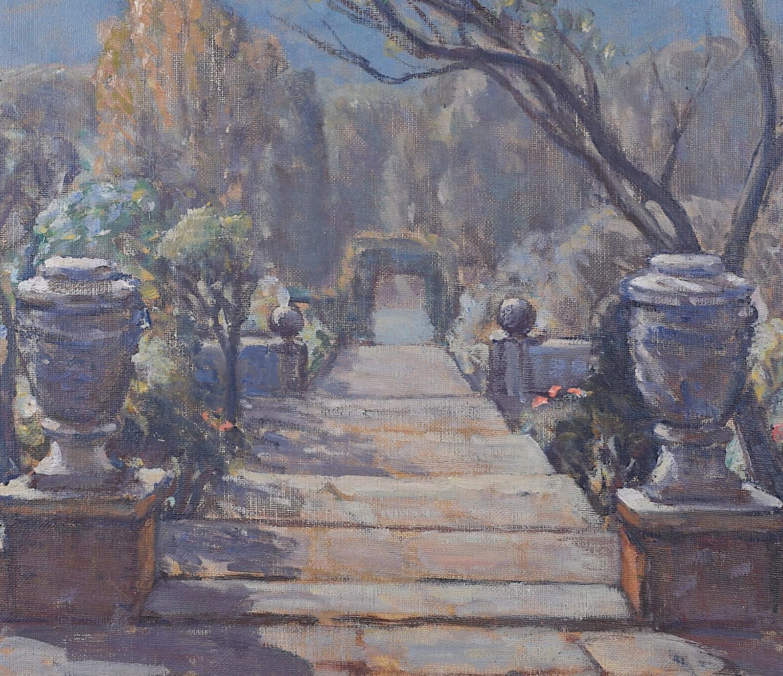 Ethel Louise Rawlins: A Garden Below The South Downs Oil Painting photo Art