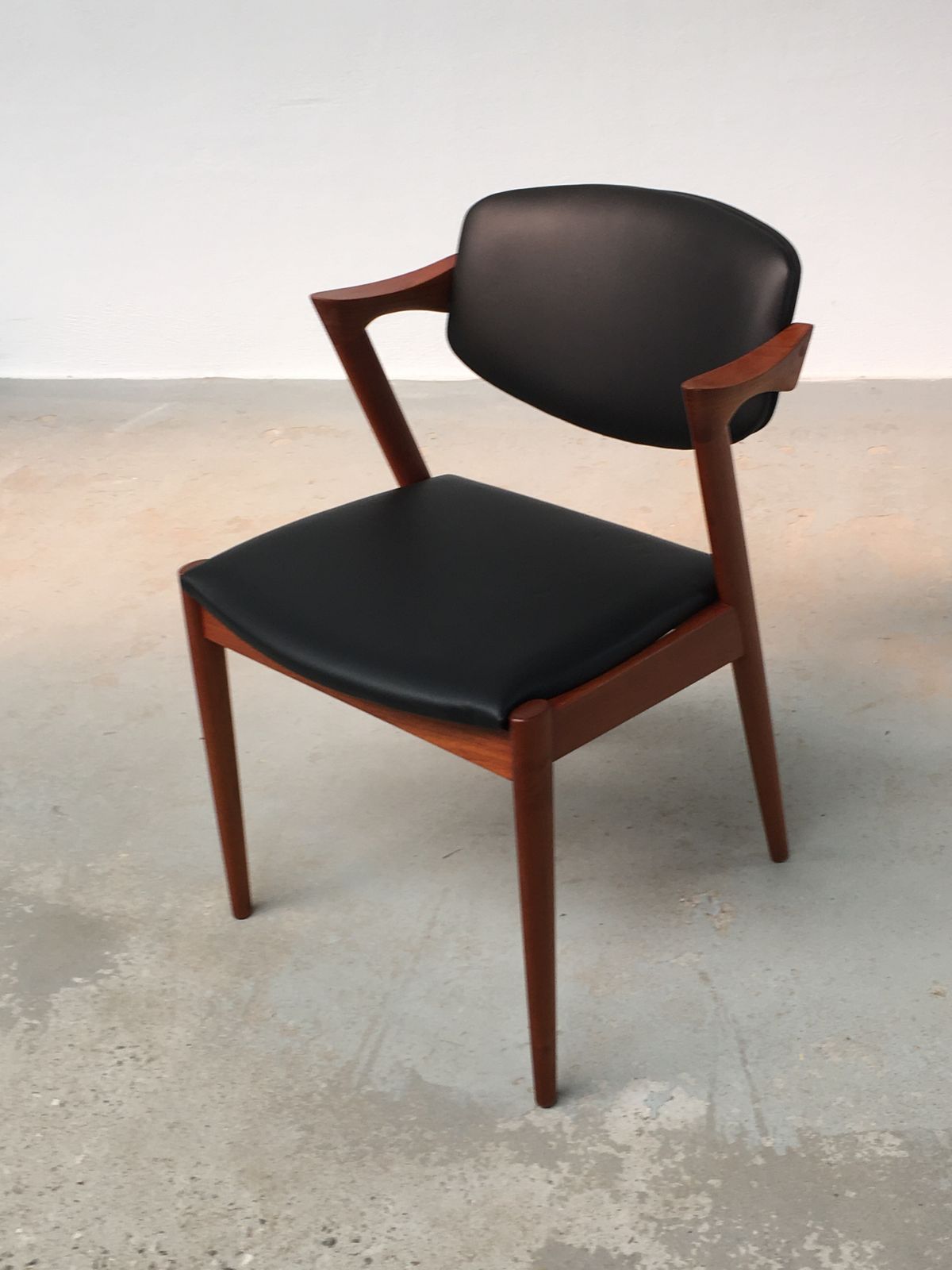 Kai Kristiansen Six Fully Restored Teak Dining Chairs Inc. Custom Reupholstry photo Furniture