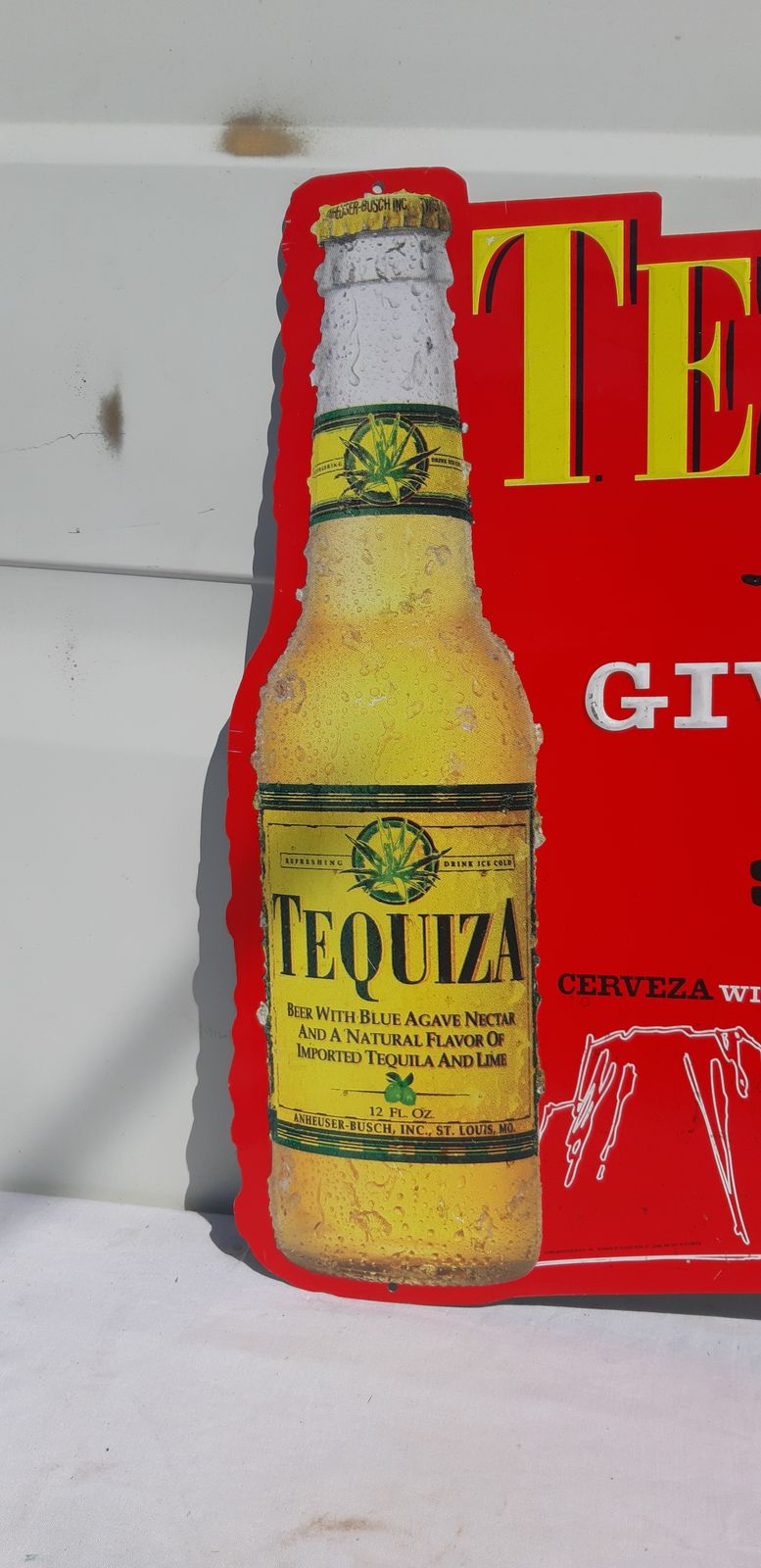 American Tole Advertising Plate Tequiza Cerveza St Louis photo for sale