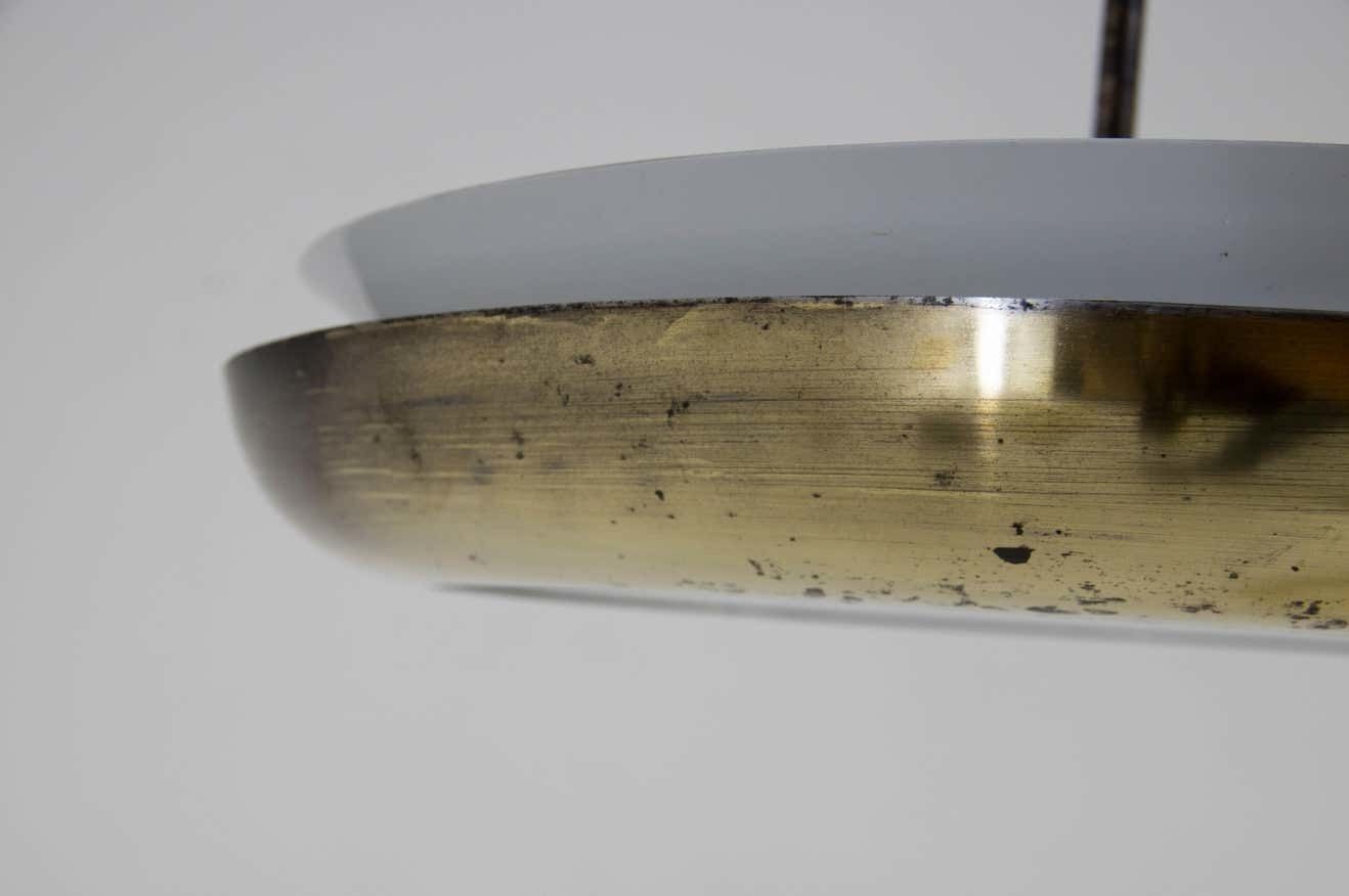 Buhaus / Functionalist Brass Chandelier Ufo, 1930s, Restored photo Lighting