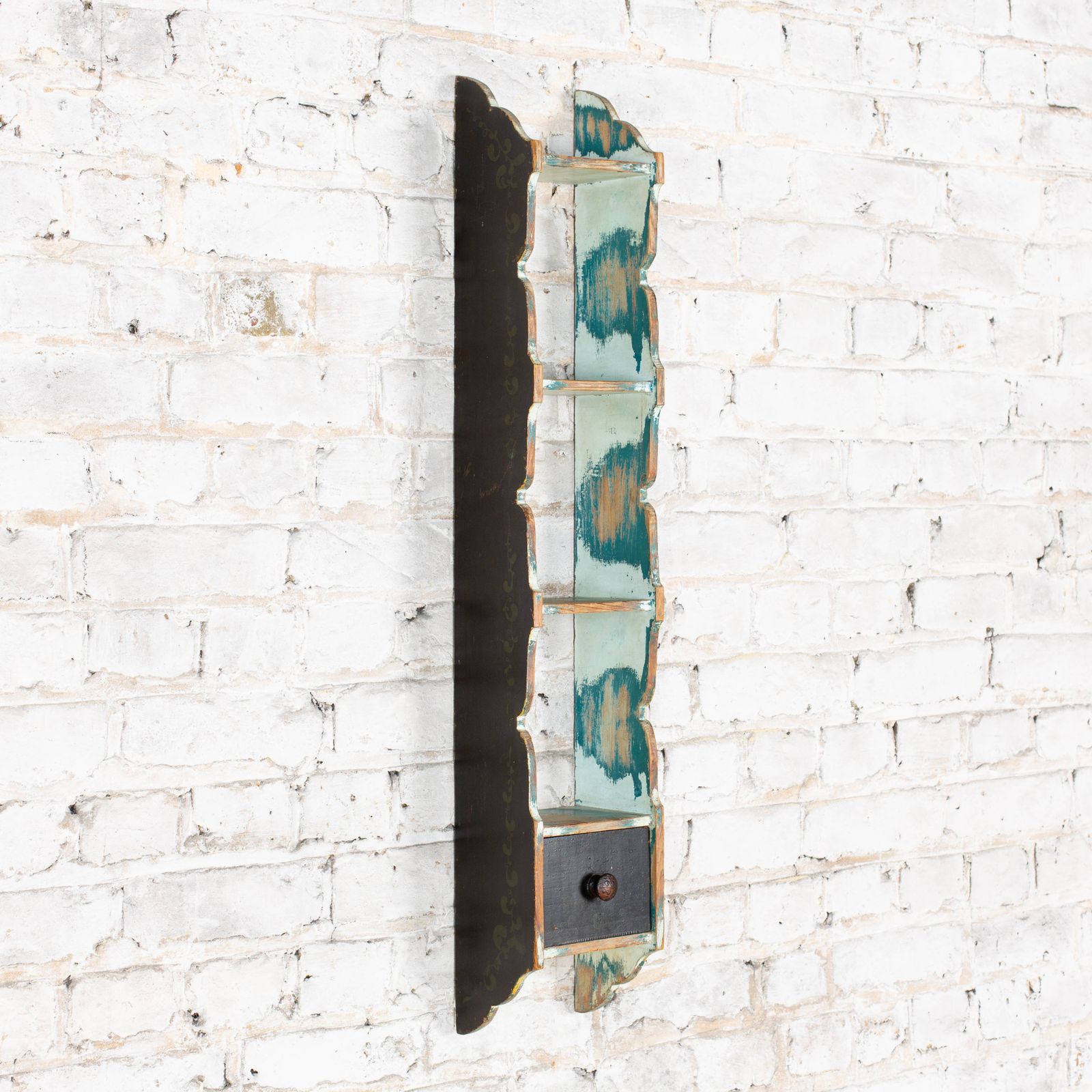 Vintage, Painted Set Of Hanging Kitchen Shelves