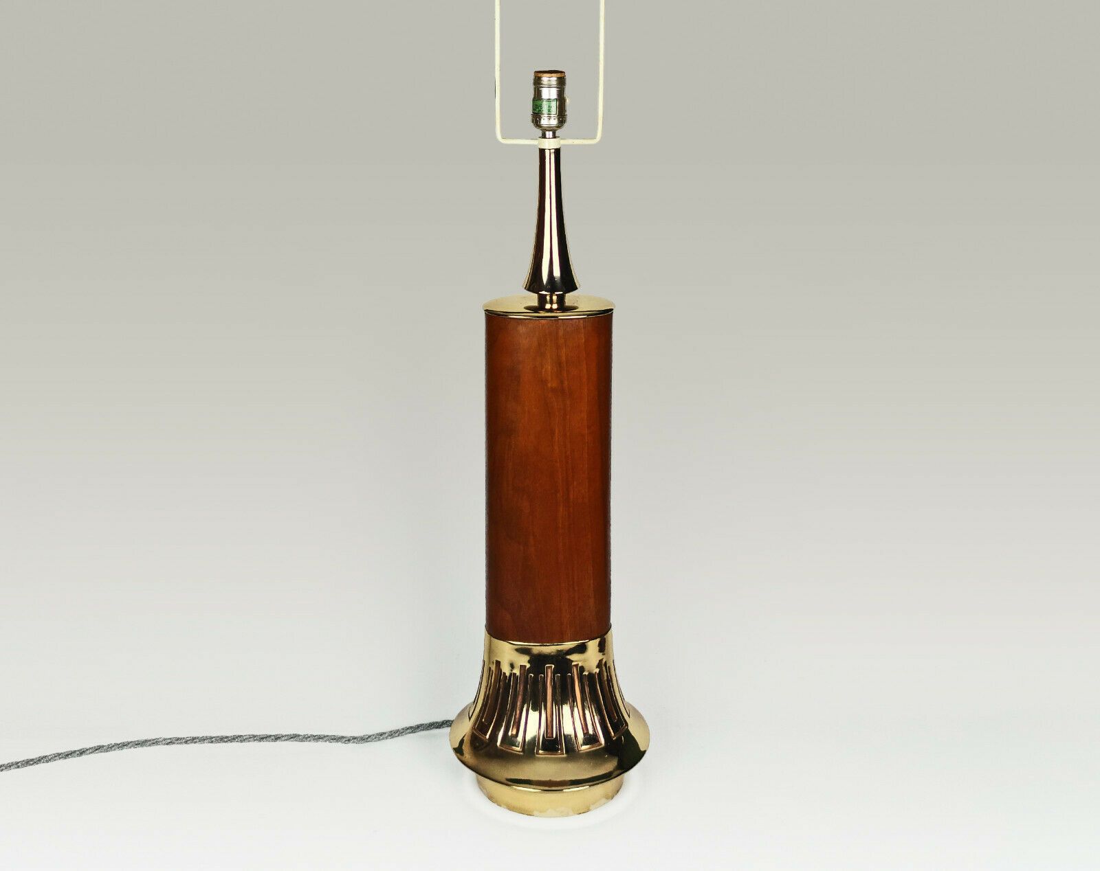 Laurel USA   Huge Pair Mid Century Modern American 1960s Teak & Gold Table Lamps photo furniture