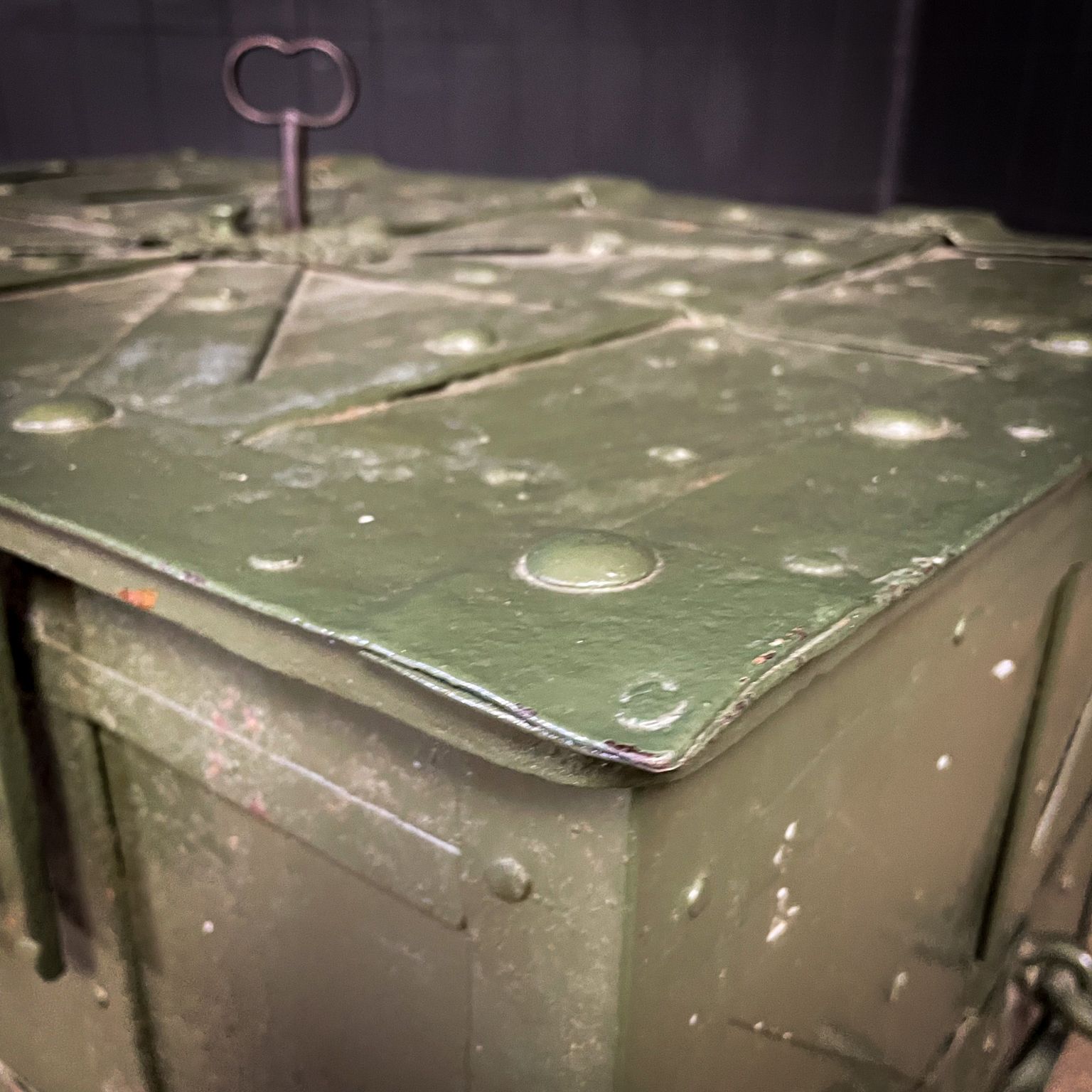 2943.2 Antique 18th Century Strongbox / Armada Chest – Green – Extra Large photo