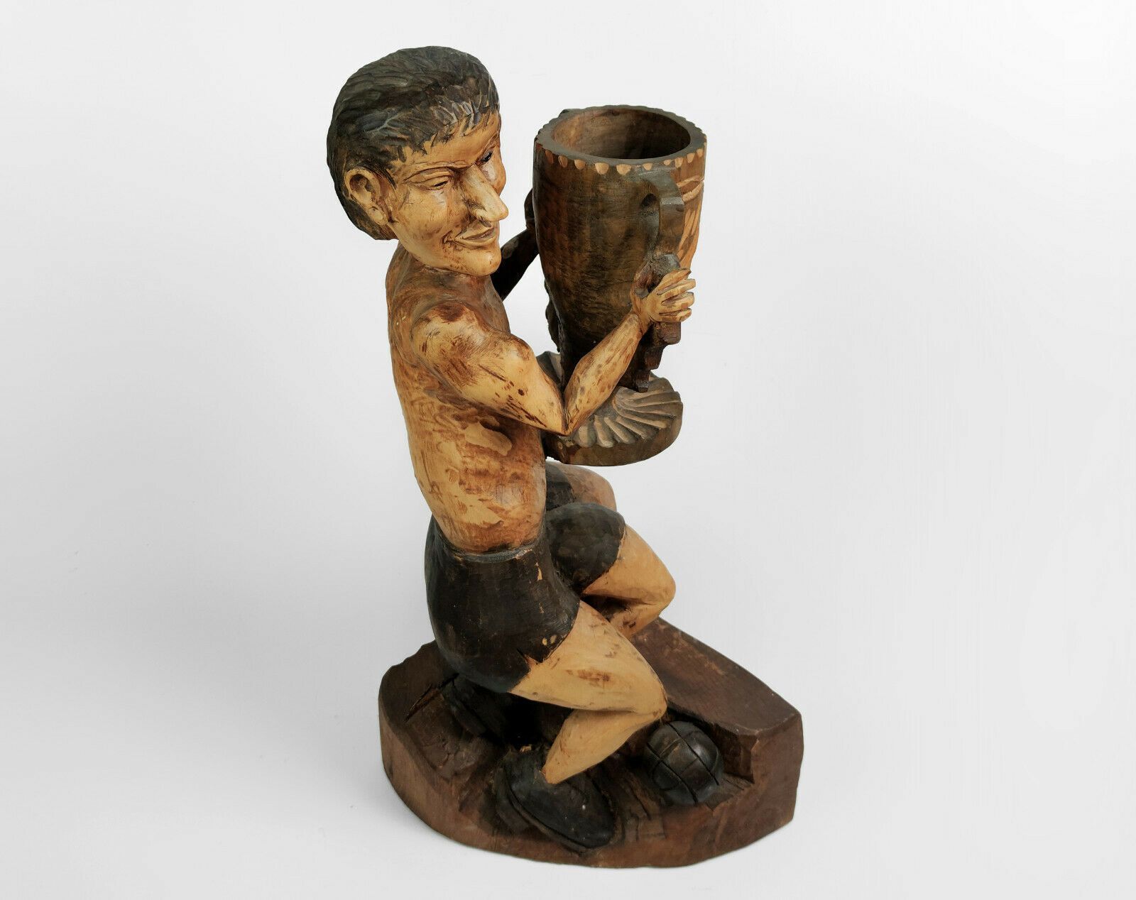 Huge Wooden Folk Art Circus Sculpture   Frank Lentini, 3 Legged Football Player photo for sale