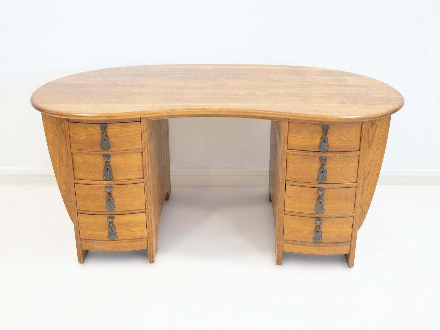 Swedish Art Nouveau Style Oak Writing Desk photo for sale