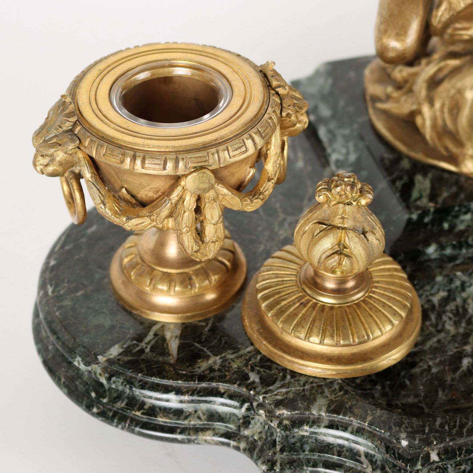 3880.4 Inkwell By Jean Marie Pigalle Bronze Marble France XIX Century photo