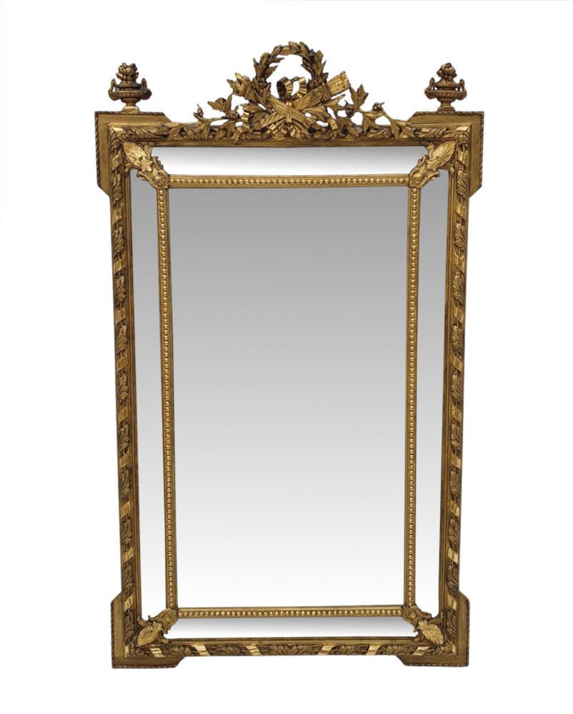 A Very Fine Large 19th Century Giltwood Margin Overmantle Or Hall Mirror