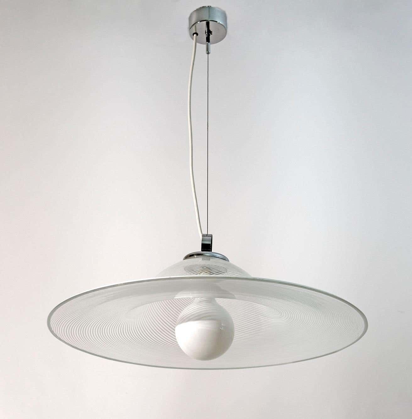 Mid Century Modern Italian Murano Spiral Glass Pendant Lamp, 1970s photo furniture