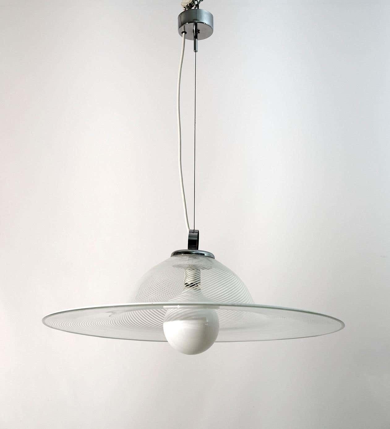 Mid Century Modern Italian Murano Spiral Glass Pendant Lamp, 1970s photo buy