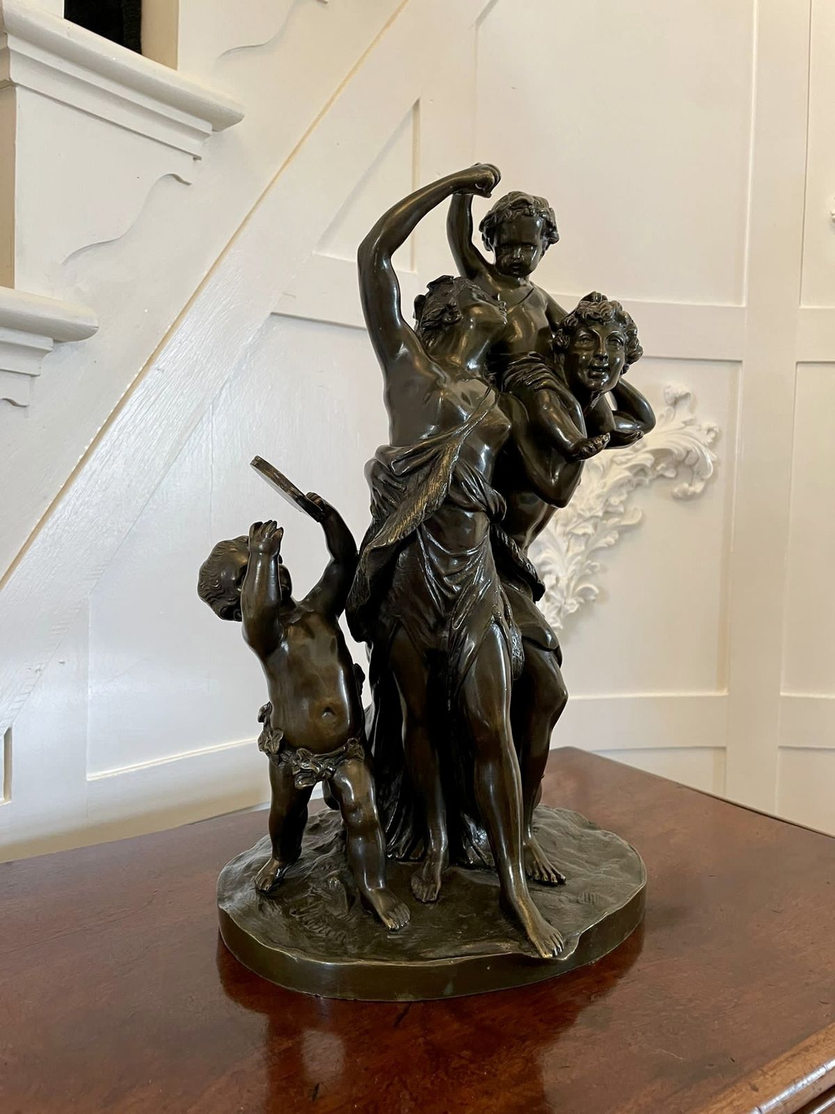 photo furniture Antique Outstanding Quality Bronze Dancing Maidens Statue Signed By Clodion