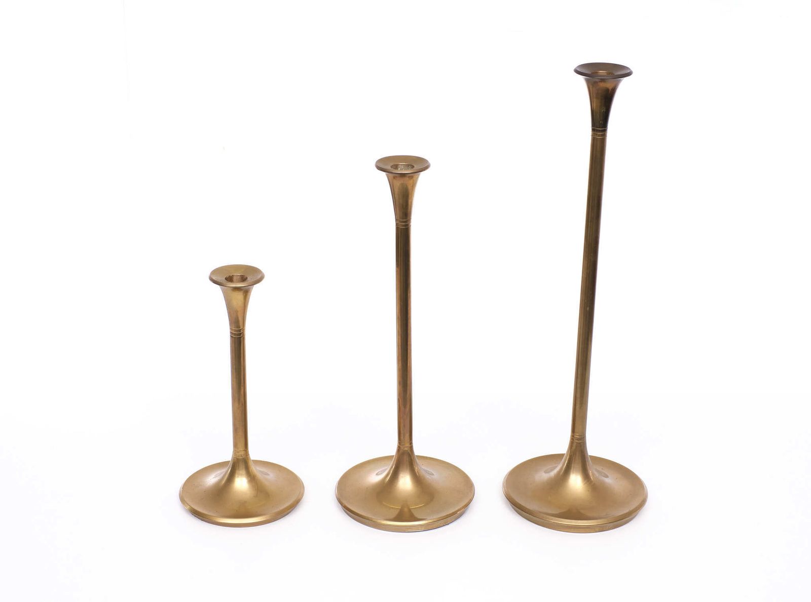 Villeroy & Boch Brass Candle Sticks Germany 1980s Set Of 3