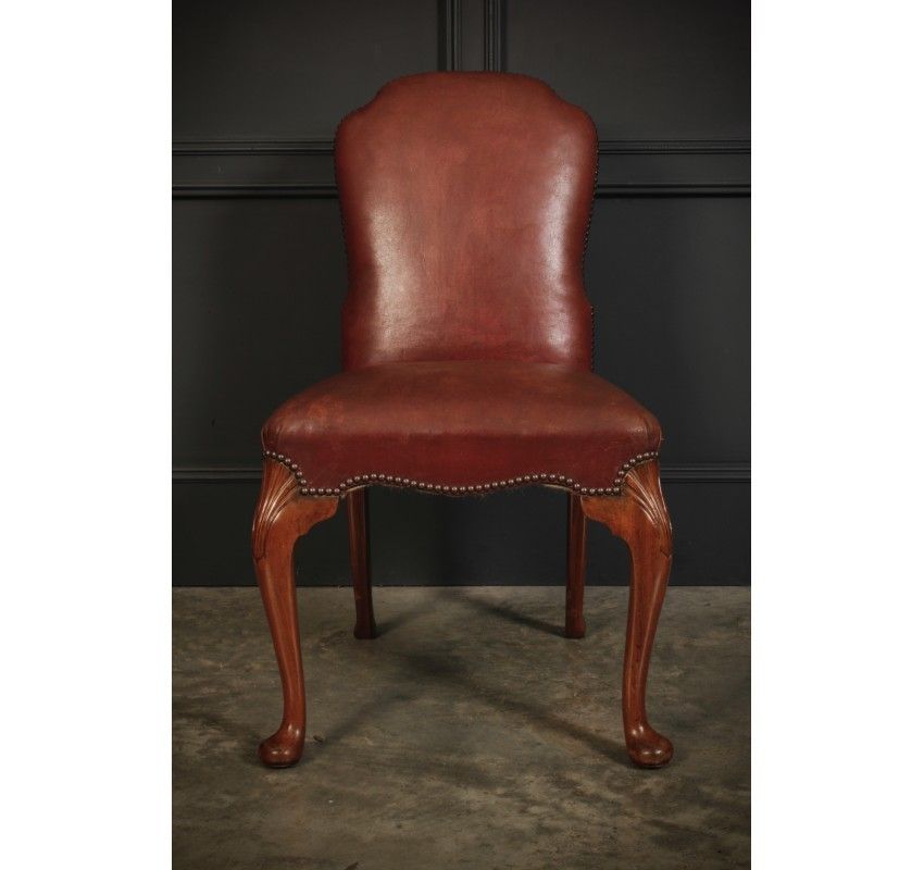 Pair Of Queen Anne Style Walnut & Leather Chairs photo 1178.19