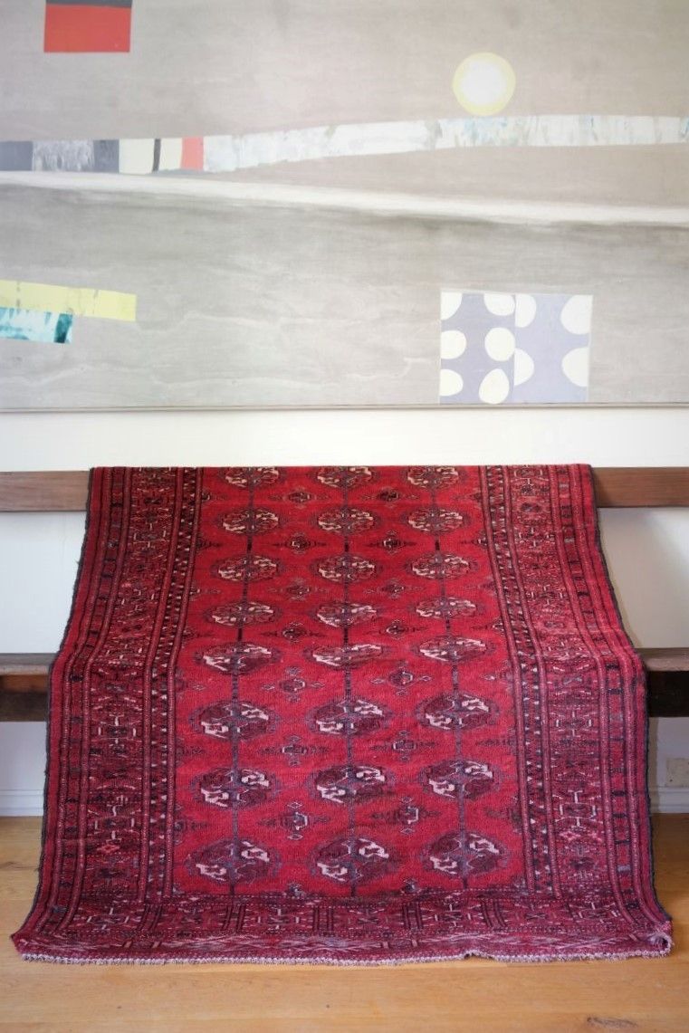 photo for sale Vintage Handmade Turkish Turkoman Rug With 27 Medallions