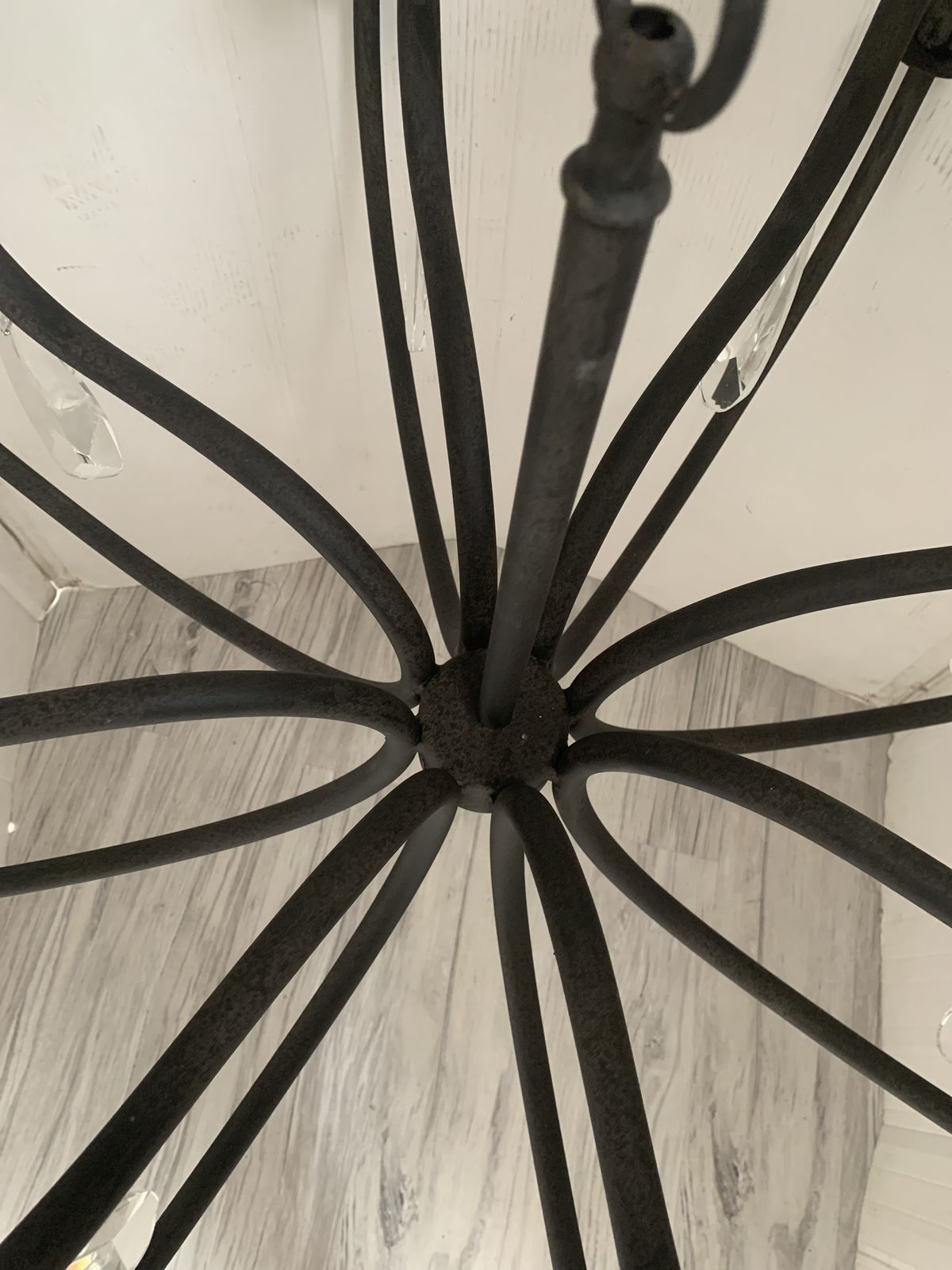 Lighting Chandelier In Matt Black Metal, 20 Lights, Wrought Iron Florentine Art Made In Italy photo