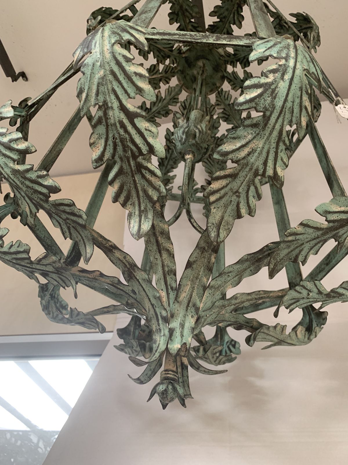 Chandelier In Green + Argilla Metal Big And Impressive  Wrought Iron Florentine Art Made In Italy photo Lighting