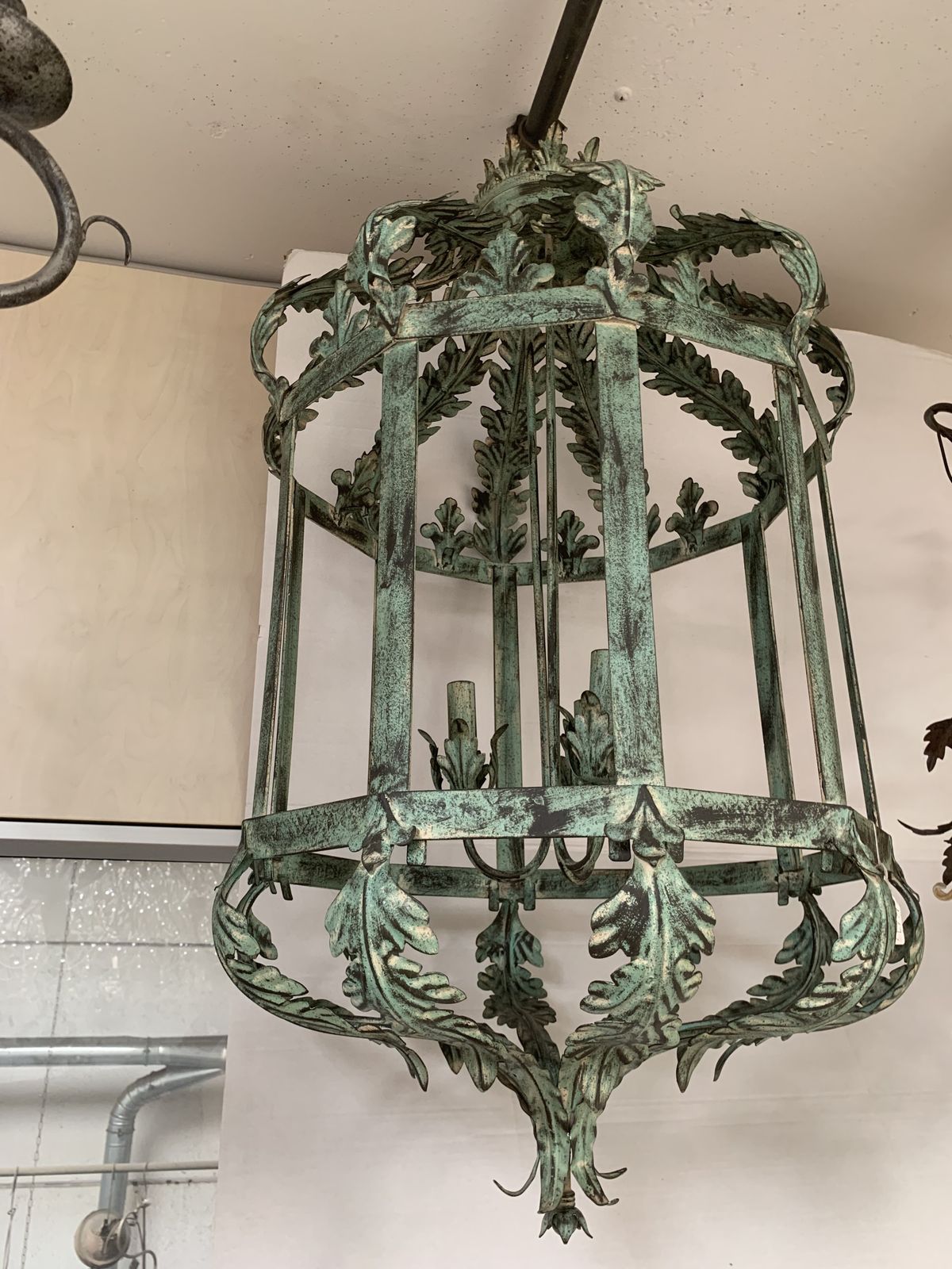 12152.0 Chandelier In Green + Argilla Metal Big And Impressive  Wrought Iron Florentine Art Made In Italy photo
